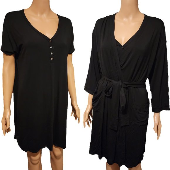 Quince Other - Quince Bamboo Jersey Maternity & Nursing Button Front Nightgown and Robe Small